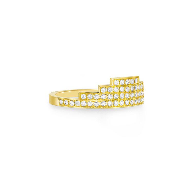 chandelier layered diamond戒指，18K黃金鑲嵌鑽石，69,300元。圖／AHKAH提供