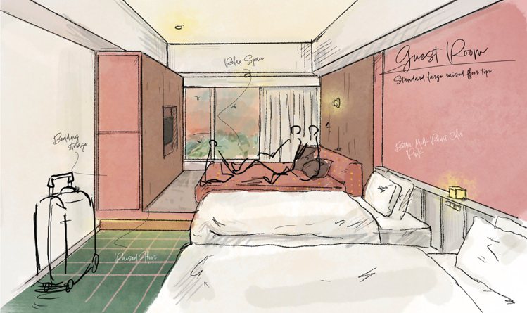 「星野集團 1955 Tokyo Bay」共有638間客房，23種房型 ，採用年代美國風情的室內設計。圖/星野集團提供