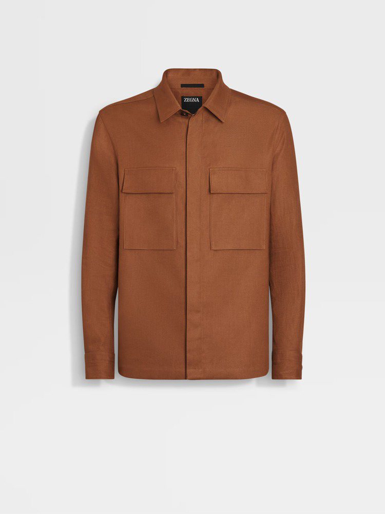 駱馬紅棕色OASI LINO襯衫外套，價格店洽。圖／ZEGNA提供