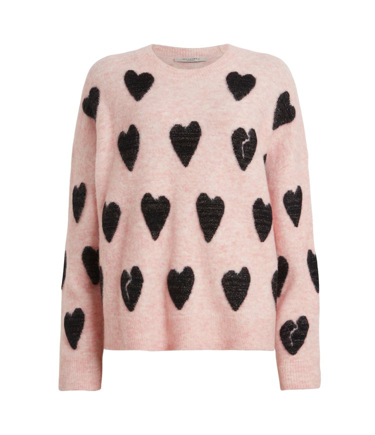 AllSaints (UN)LUCKY IN LOVE限定系列AMORA愛心毛衣，9,500元。圖／AllSaints提供