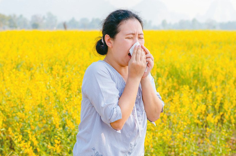 鼻過敏會出現打噴嚏、流鼻水、鼻塞、眼睛紅癢等類似感冒症狀。圖／123RF