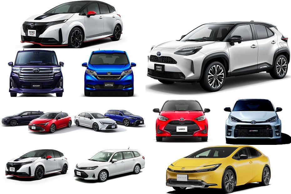 2023年日本汽車市場創下連續12個月銷售正成長，總市場增長13.8％共交付超過477萬台的佳績。 圖／各車廠網頁擷取