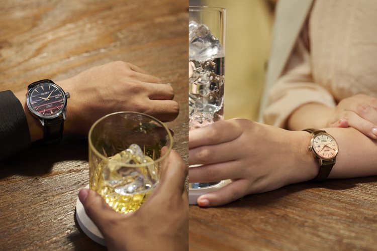 Seiko Presage系列中由調酒大師擔任商品顧問的支線，近期上市兩款全新腕表，適逢西洋情人節將到，恰巧能跟喜歡的人，一起搭出情侶表。圖／Seiko提供