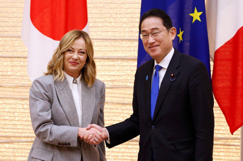 日本首相岸田文雄昨晚與義大利總理梅洛尼會談，同意就烏克蘭情勢、核裁軍等全球議題展開合作。歐新社