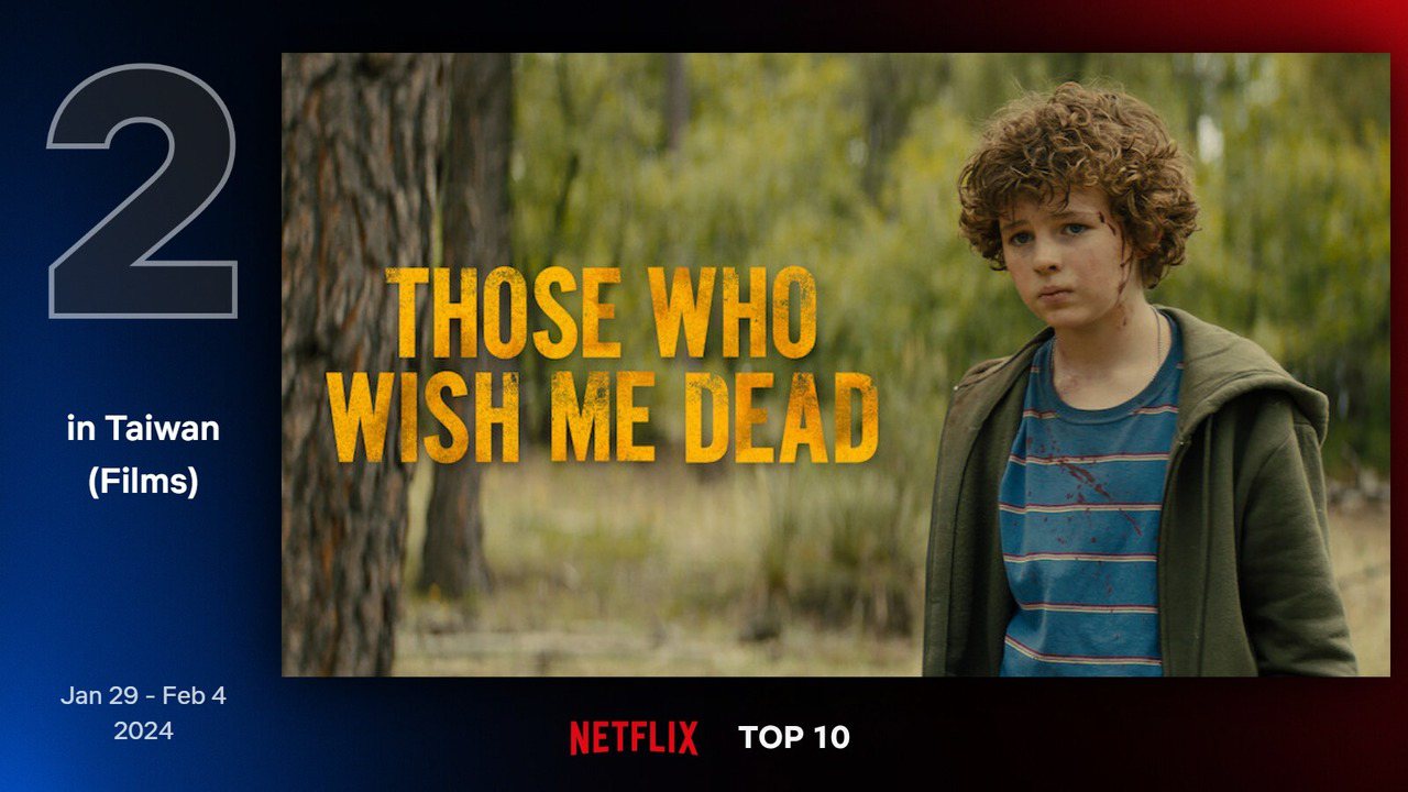 Netflix 最新TOP 10熱門電影片單第二名－《那些要我死的人》。圖/Netflix