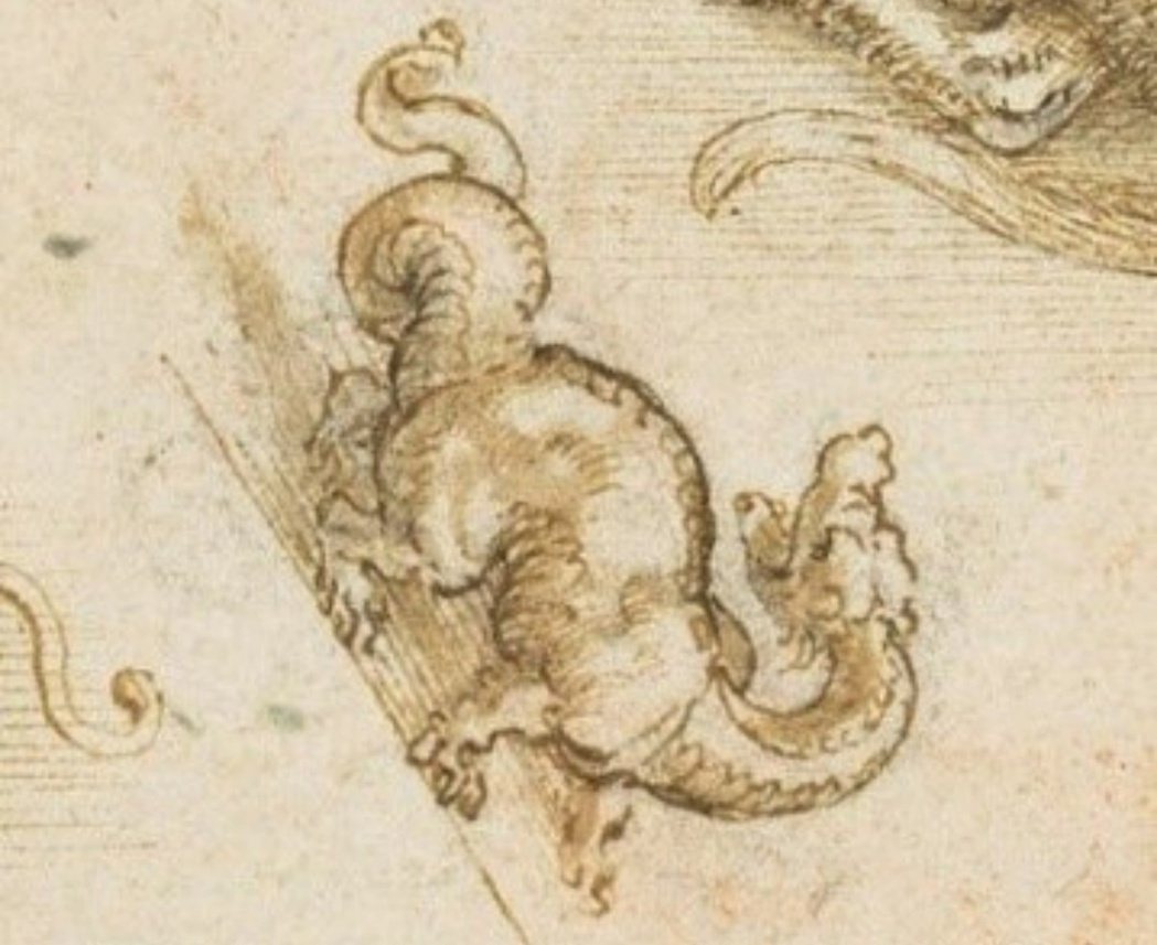 達文西〈貓、獅子與龍〉（Cats, lions, and a dragon）手稿...