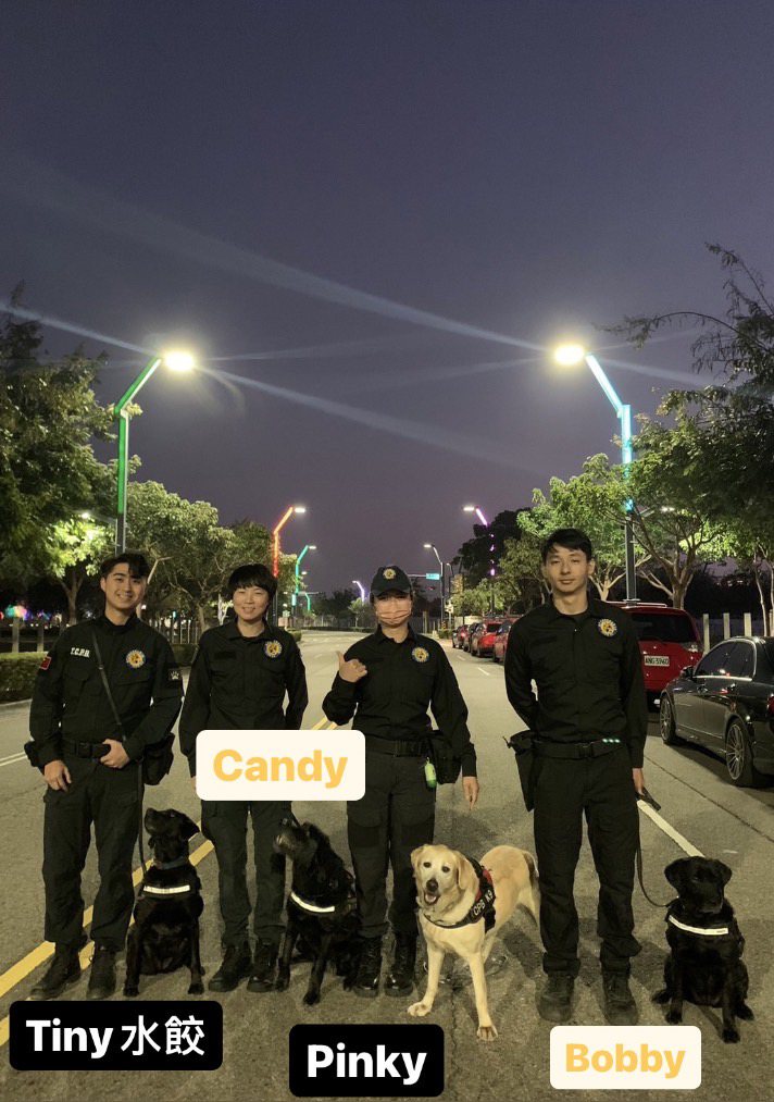 中台灣元宵燈會16日在水湳中央公園登場，台中市警犬隊有9隻警犬支援協勤工作。圖／台中市刑大提供
