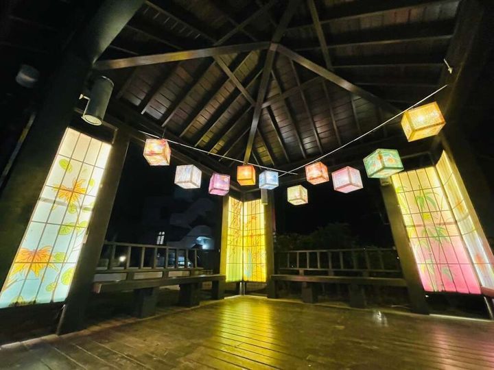 ▲溫泉公園「花影棧亭」光環境燈飾。　圖：台南市政府觀光旅遊局／提供