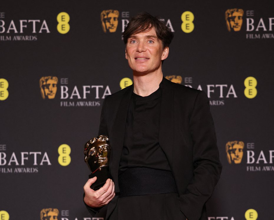 席尼墨菲以「奧本海默」在英國影藝學院電影獎得到最佳男主角。（路透）