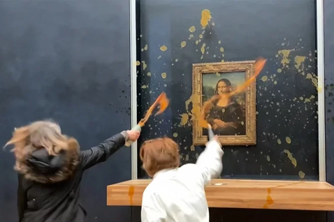 法國東南部一間美術館的莫內名畫今天遭抗議人士潑灑湯汁，同一個活動團體上月也曾在巴...