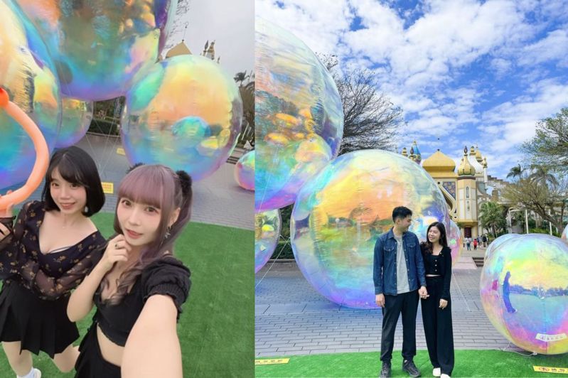全台最夯的七米巨型炫彩奇幻泡泡球，拍照超夢幻。圖片來源：IG@yingholytw、六福村