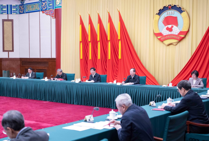 中共中央政治局常委、全國政協主席王滬寧於27日在北京主持召開大陸全國政協主席會議。（新華社）