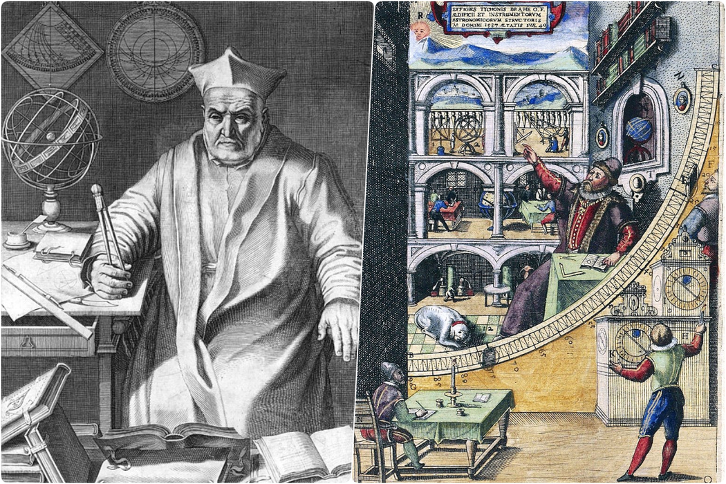 左為克拉維烏斯的肖像，比起神職人員，顯然更想凸顯畫中人物與科學的關係。右為《重現...
