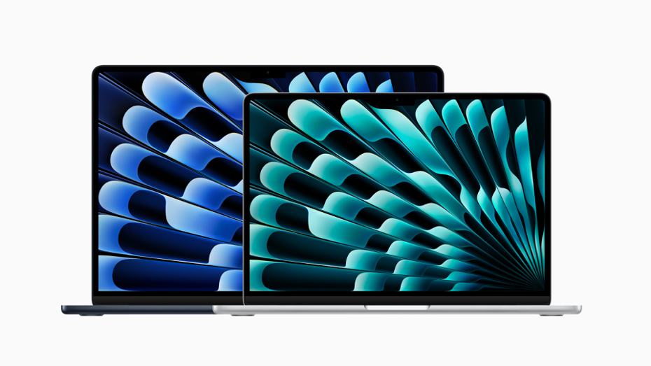 配備M3晶片的全新MacBook Air備有13吋、15吋2種機型。圖／蘋果提供