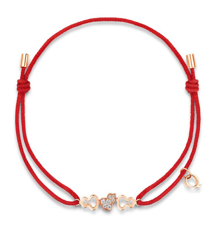 Qeelin WuluWulu Petite系列18K玫瑰金鑽石小紅繩手鍊，價格店洽。圖／Qeelin提供