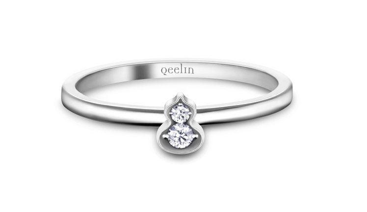 Qeelin Wulu Mini Solitaire系列18K白金鑽石戒指及18K黃金素圈鑽石戒指，價格店洽。圖／Qeelin提供