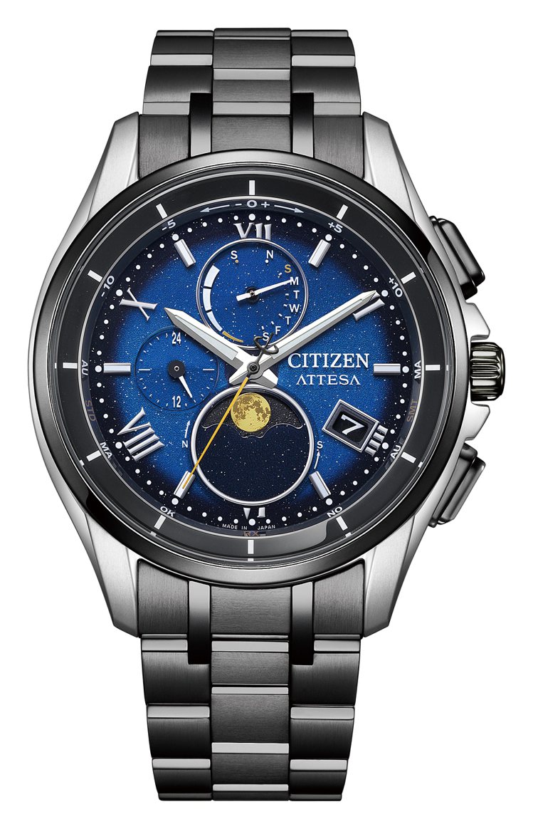 CITIZEN GENT'S系列光動能全球電波對時BY1007-60L限定腕表，鈦金屬表殼、表鍊，約55,800元。圖／CITIZEN提供