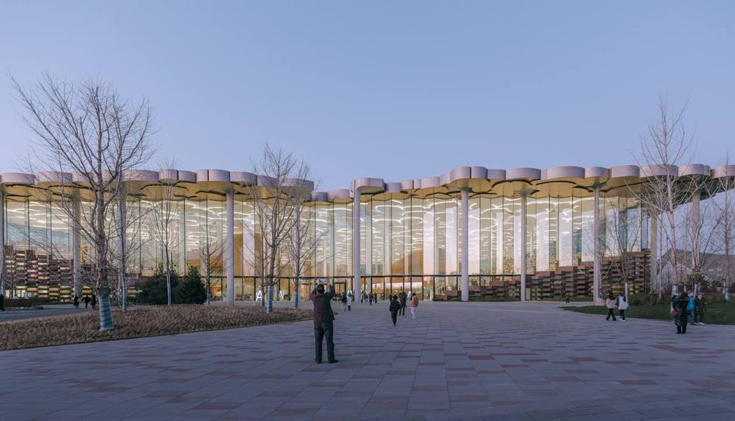 北京城市圖書館整體設計靈感來自銀杏樹，並結合綠建築概念。圖／摘自Snøhetta...