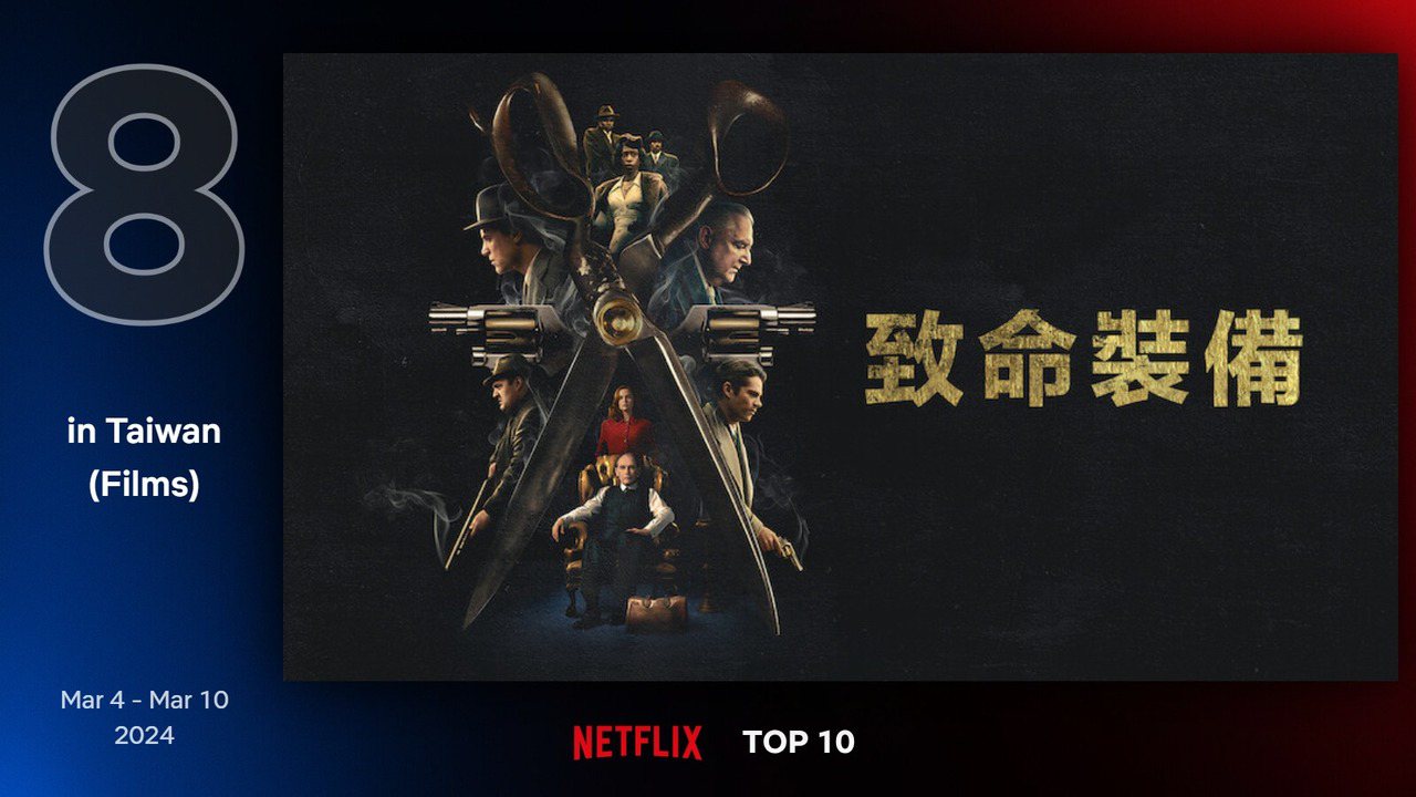 Netflix 最新TOP 10熱門電影片單第八名－《致命裝備》。圖/Netflix