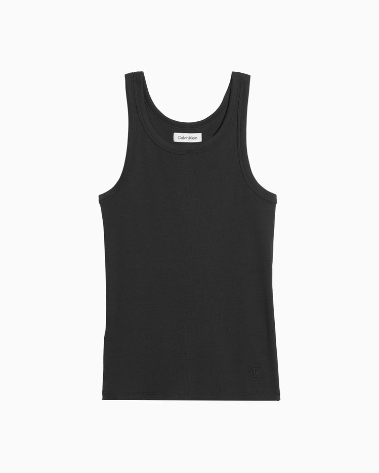 Calvin Klein黑色螺紋背心，2,280元。圖／Calvin Klein提供