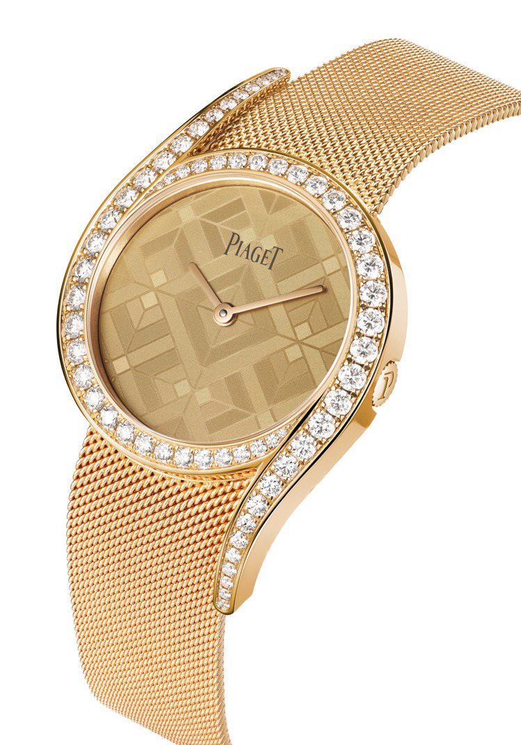Limelight Gala系列18K玫瑰金米蘭編織鍊帶鑽石腕表，售價未定。圖／PIAGET提供