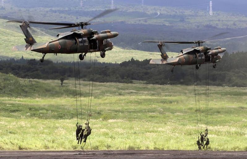 日本陸上自衛隊直升機示意圖。美聯社資料照
