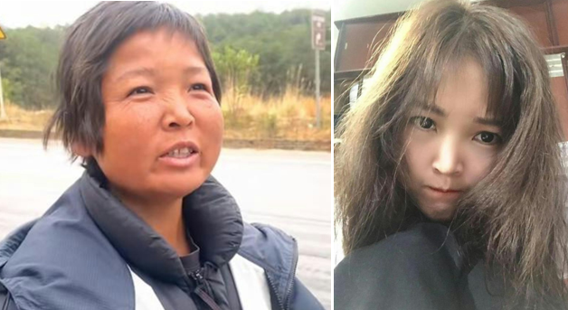 近日，一位推車徒步進入西藏的女子受到眾多網友的關注，只有28歲的她（右）在徒步旅行後，皮膚變得粗糙黝黑（左），讓網友驚嘆「像58歲大媽」。圖／擷自《香港01》