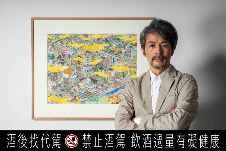 日本藝術家山口晃（Yamaguchi Akira）為格蘭傑量身打造「格蘭傑東京物語」世界觀畫作包裝。圖／酩悅軒尼詩提供   提醒您：禁止酒駕 飲酒過量有礙健康