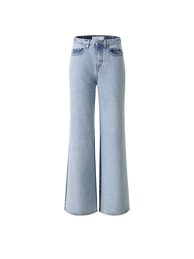 Rokh H&M設計師聯名系列雙色牛仔寬版褲，4,799元。圖／H&M提供