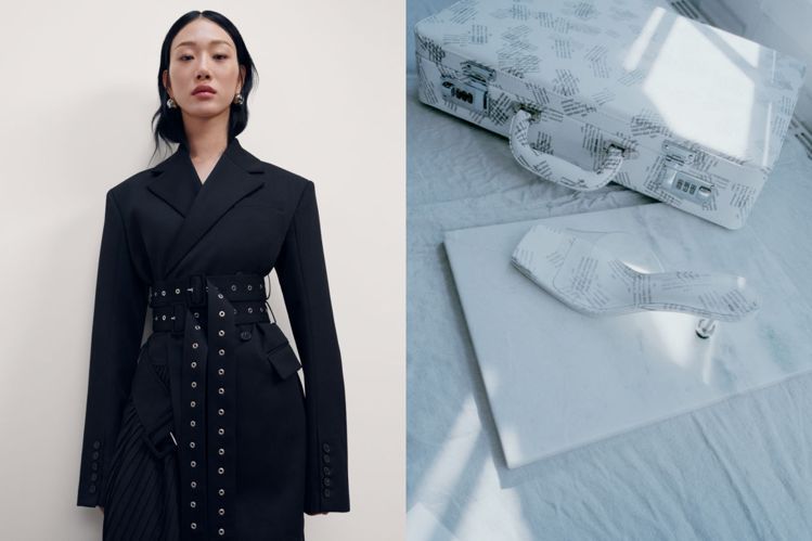 全新Rokh H&M設計師聯名系列承襲了Rok Hwang代表性解構、重組與不對稱手法。圖／H&M提供