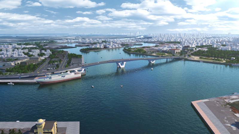 安平漁港跨港大橋（示意圖）下個月終於要開工了。圖／台南市工務局提供