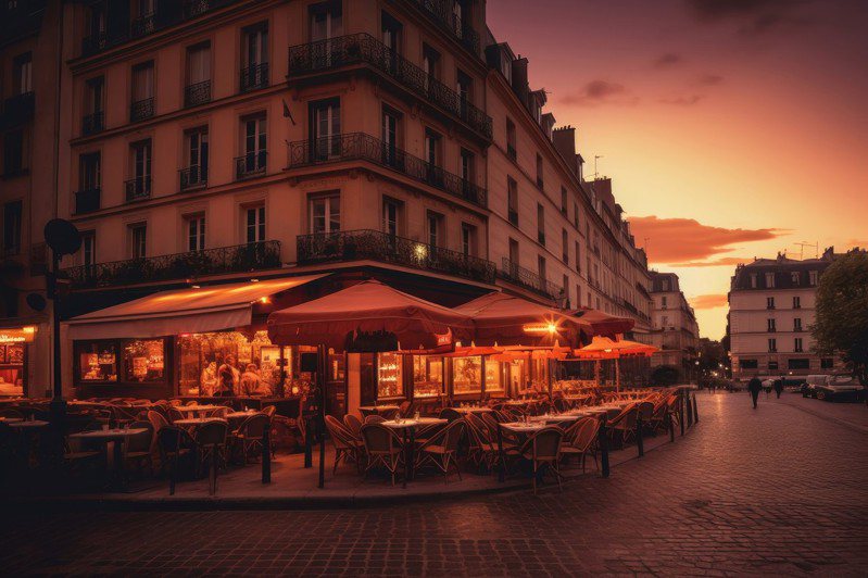 巴黎市政府上週允許酒吧和餐廳的露天座位可在夏季奧林匹克運動會期間延長開放到午夜。 情境示意圖。圖／Ingimage