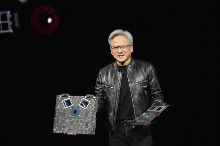 輝達（Nvidia）執行長黃仁勳18日在公司GTC大會上，介紹最新產品。  美聯社