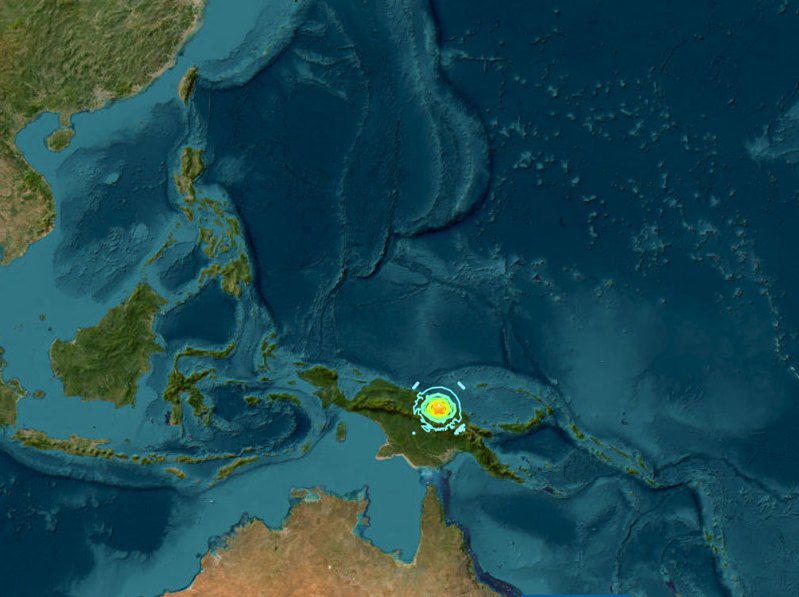 圖／擷取自USGS 巴布亞紐幾內亞發生規模6.9地震。
