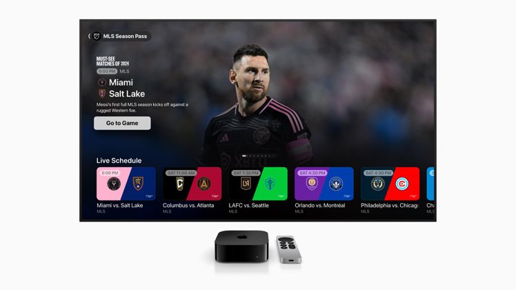 MLS季票可透過包含Apple Vision Pro的各種Apple裝置、智慧電視、串流裝置、機上盒和遊戲機上的Apple TV app以及http://tv.apple.com/tw/網站使用觀看。圖／蘋果提供
