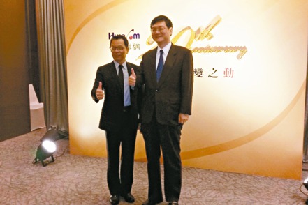 華電網舉行20周年慶祝酒會，董事長陳國章（左）。 聯合報系資料庫