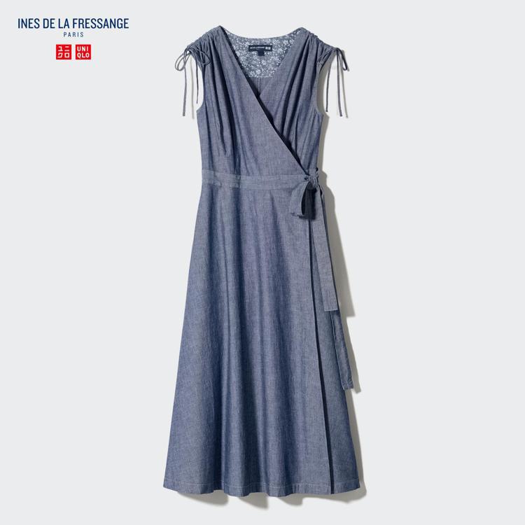 UNIQLO and Ines de la Fressange系列女裝綁帶式洋裝，1,690元。圖／UNIQLO提供