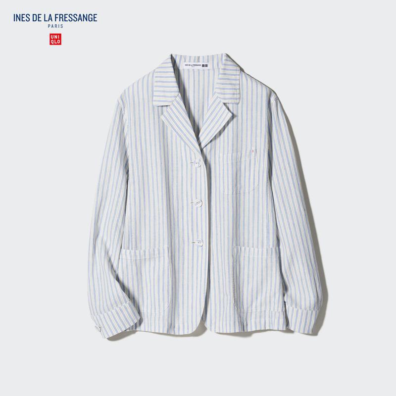 UNIQLO and Ines de la Fressange系列棉麻衬衫式外套，1,990元。图／UNIQLO提供