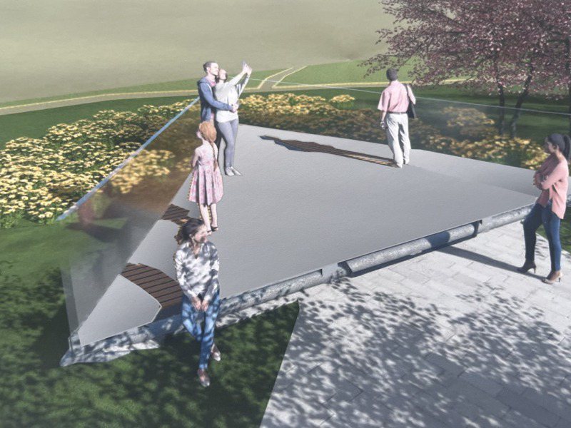 嘉義縣水上鄉溪東公園將打造新的紙飛機觀景平台，預計6月完工啟用。示意圖／嘉義縣政府提供