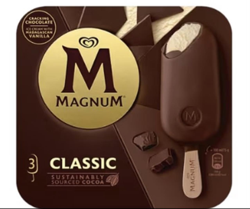 英國食品標準局29日發布警告，「別吃3支裝Magnum經典雪糕」，因為裡面可能有金屬碎片。擁有Magnum品牌的聯合利華正在收回這款雪糕。圖／取自英國食品標準局