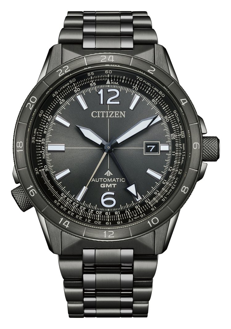 CITIZEN PROMASTER SKY系列NB6045-51H腕表，鍍黑色精鋼表殼、表鍊，約37,800元。圖／CITIZEN提供