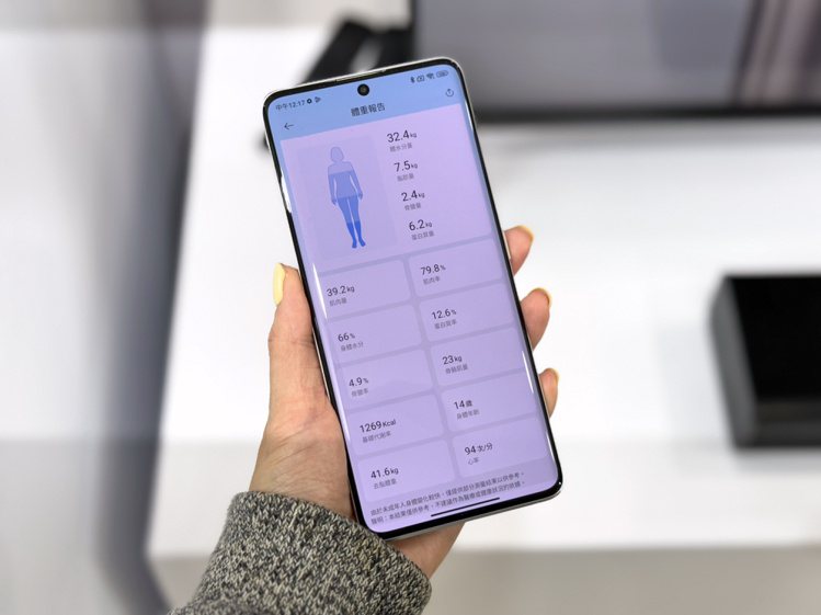 Xiaomi體脂計S400量測後可從App檢視多項身體組成資訊。記者黃筱晴／攝影