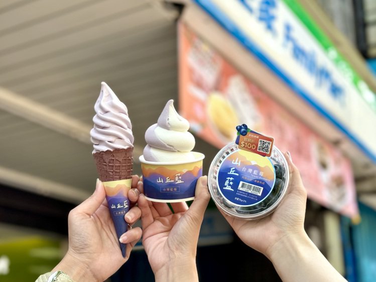 Fami!ce山丘藍台灣藍莓霜淇淋4月4日至4月7日清明連假加碼推出第2支10元優惠。記者黃筱晴／攝影