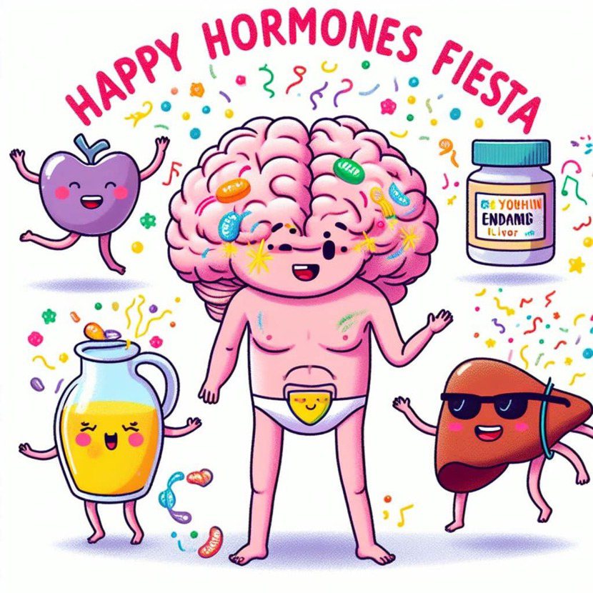 「快樂荷爾蒙」包括「多巴胺、血清素、催產素和腦內啡」。 圖／黃軒醫師