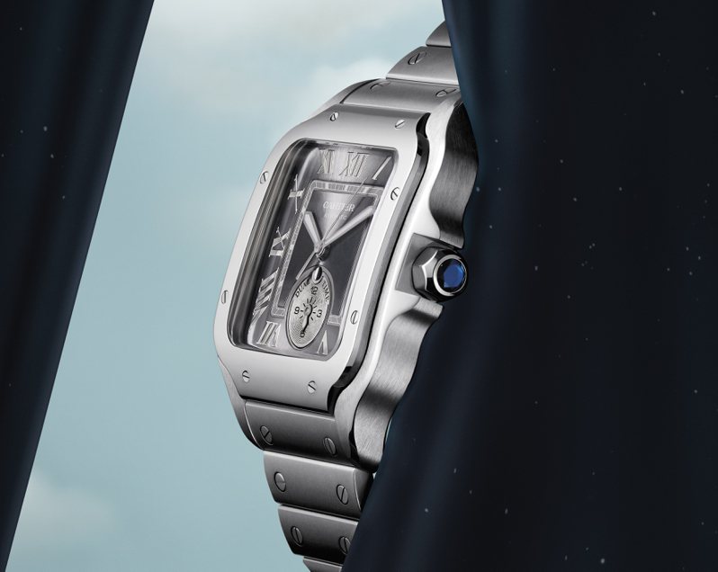 Santos de Cartier双时区精钢腕表，双时区功能自动上链机芯。图／卡地亚提供