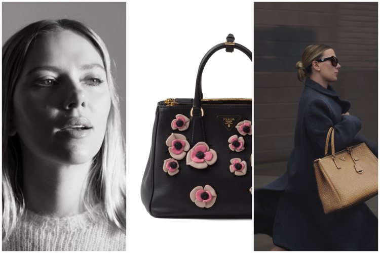 Prada推出新款Prada Galleria包款，並邀請英國導演Jonathan Glazer執導、史嘉蕾喬韓森（Scarlett Johansson）擔綱演出。圖／Prada提供、翻攝自 IG @ prada（合成圖）