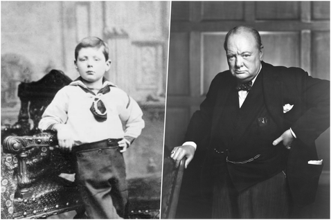 傳統又自負的同儕拒絕給予友善的支持，將是邱吉爾生命的寫照。左為1881年。7歲的...
