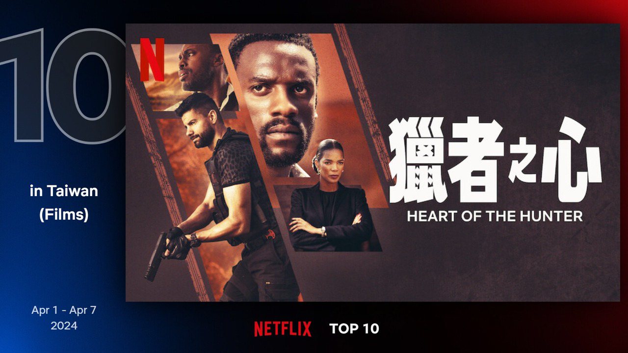 Netflix 最新TOP 10熱門電影片單第十名－《獵者之心》。圖/Netflix