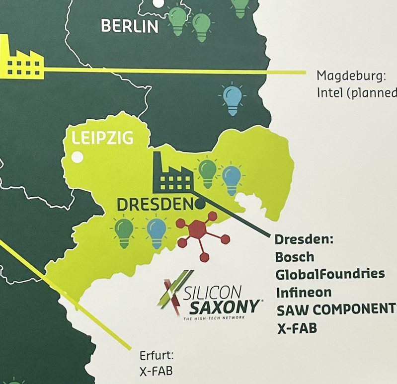 ▲德国在去年9月台北SEMICON展场，大力宣传台积电将去设厂的萨克森邦及德勒斯登。