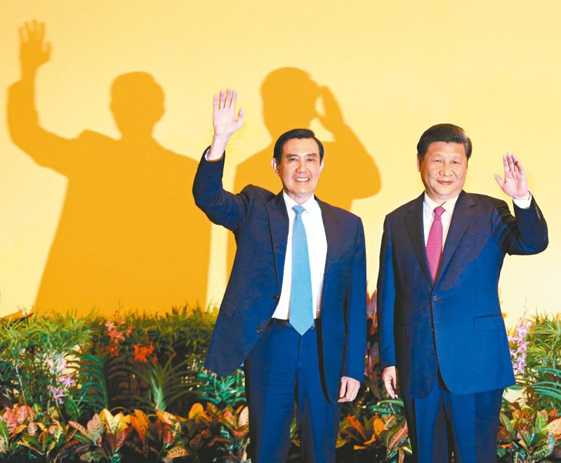 大陸國台辦發言人朱鳳蓮10日上午宣布，「馬習二會」將於10日下午在北京人民大會堂登場。圖為2015年在新加坡舉行的馬習會。（聯合報系資料照片）